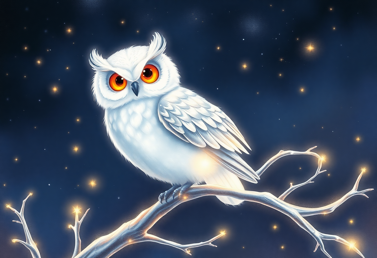 The Secret Door — Luna the owl in a mystical forest