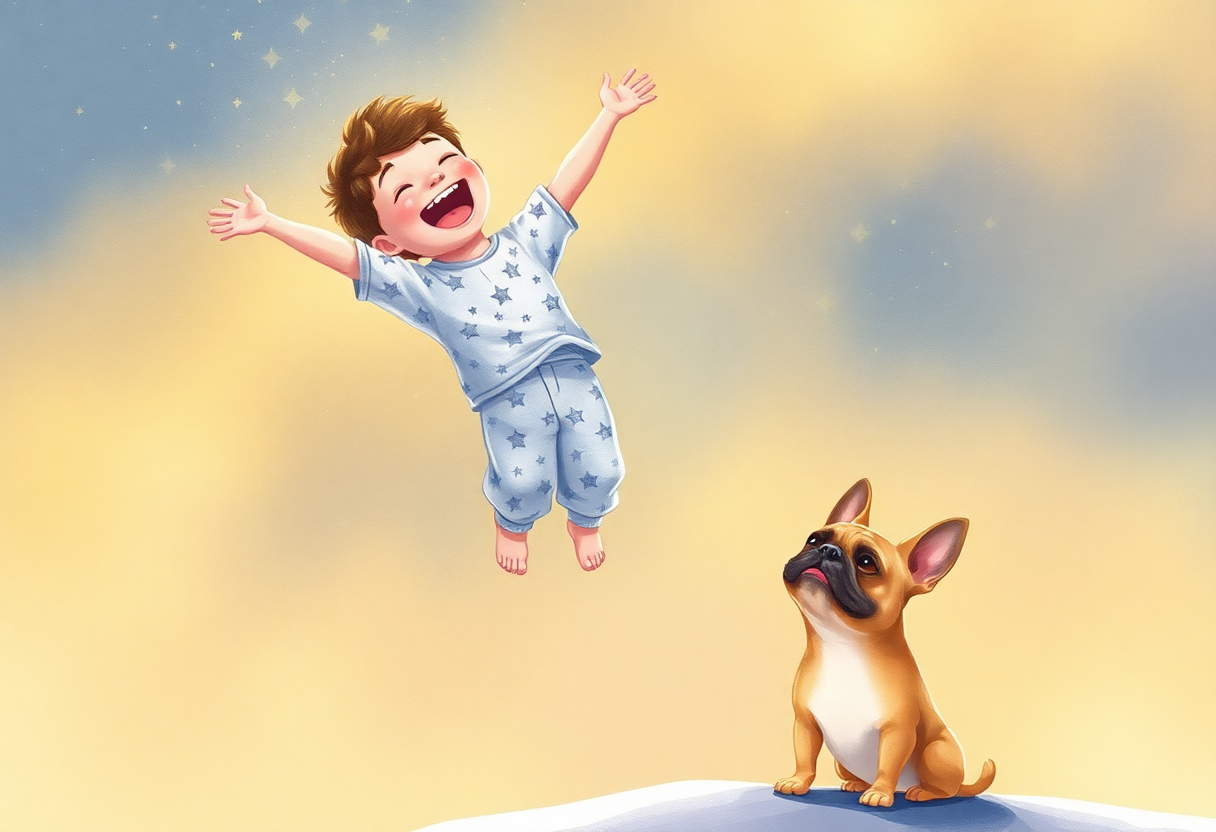 Flying through the night sky illustration